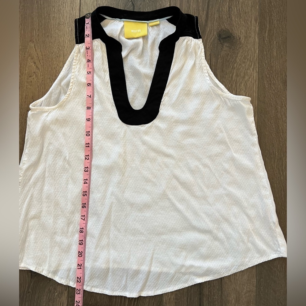 Anthropologie Maeve Women’s Enna Tank Top V-Neck Sleeveless White Black Size 8 - Picture 9 of 9